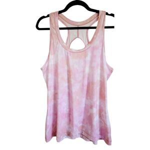 Athleta XL Tank Top Pink Wht Orange Tie Dye Racerback Stretch Athleisure‎ NEW